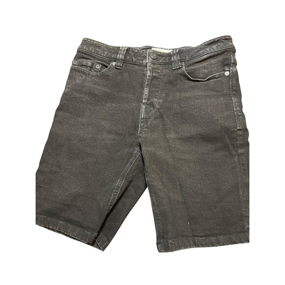 Only & Sons Mens Black Denim Slim Fit Jean Shorts Bermuda Button Fly Size 28 - Picture 1 of 7